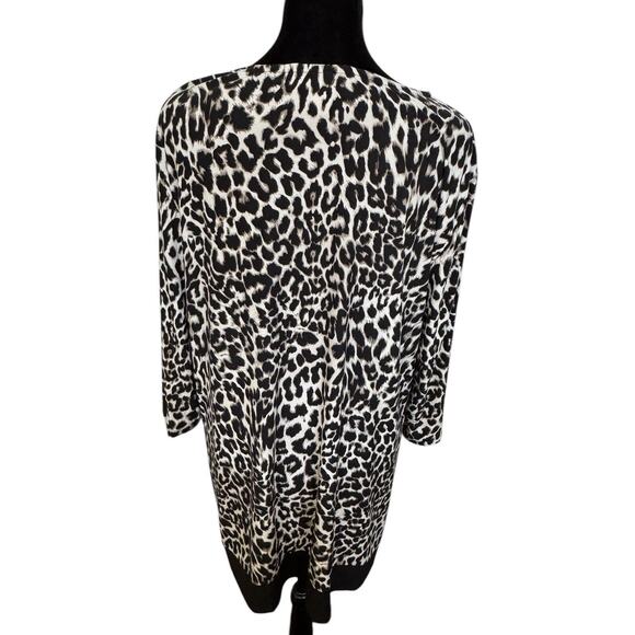 CJ Banks XL Animal Print Top Blouse Womens Leopard Career Cheetah 1X Work Office - Picture 2 of 11